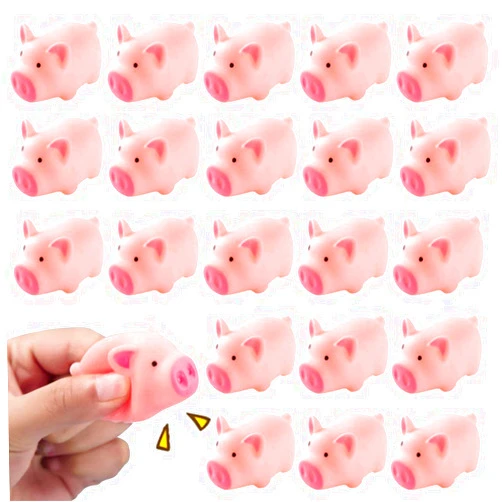 HAKACC 20 PCS mini Rubber Pig Baby Bath Toys Pink Rubber Screaming Sound Piggie Party Favors for Kids