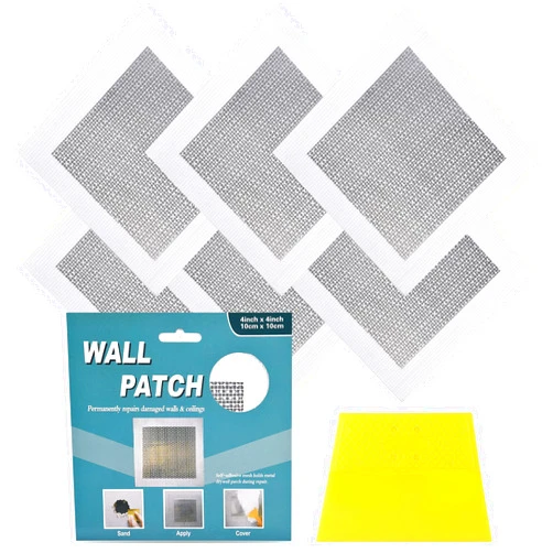 WdMytxy 6 Pack 4 Inch Drywall Repair Kit Dry Wall Patch Kits, High Strength Wall Patch Repair Kit, Aluminum Wall Patch Kit, Drywall Patch Spackle Wall Repair Kit with Extended Self-Adhesive Mesh(4