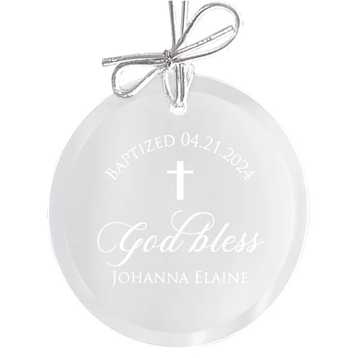Lifetime Creations Personalized Baby Baptism Ornament Gift - Custom Boy Girl Christening Ornament with Cross, Name Date, Regalo del Bautismo, Catholic Baptismal Present for Godchild Godson Goddaughter