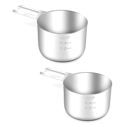 BERYLER® 2 Pack 1 Cup (240 ml | 240 cc | 8 oz) Measuring Cup, Stainless Steel Measuring Cups, Metal Measuring Cup, Kitchen Gadgets for Cooking