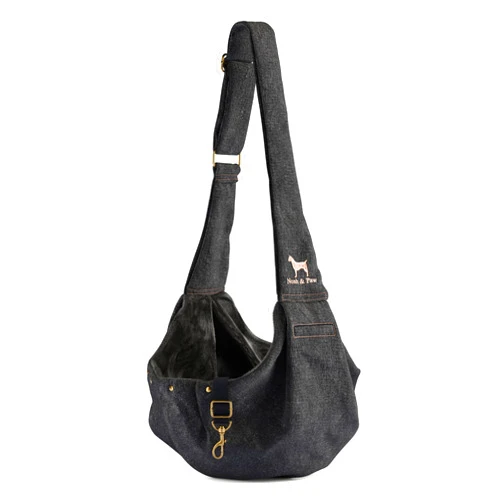 Noah & Paw Dog Sling Carrier for Small Medium Dogs & Puppies, Dog Carrier with Adjustable Padded Strap, Premium Denim, Insulated with Soft Breathable Fur, Double Safety Feature, Machine Washable