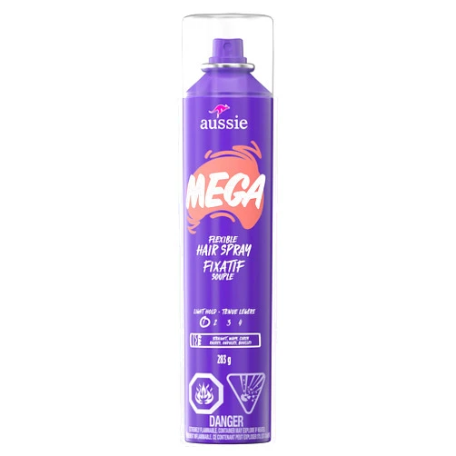 Aussie Mega Flexible Hair Spray for Curly Hair, Straight Hair, and Wavy Hair, 283G