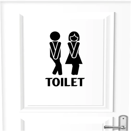 Crazy4Decals Bathroom Door Sign, Removable WC Toilet Wall Sticker, Home Decor (Black, 9