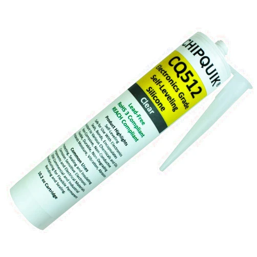 CHIP QUIK CQ512 Electronics Grade Self-Leveling Silicone (Clear) 10.2oz Cartridge