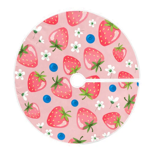 xigua Strawberry Summer Christmas Tree Skirt, Xmas Tree Skirt New Year Christmas Tree Mat Ornament 35.4
