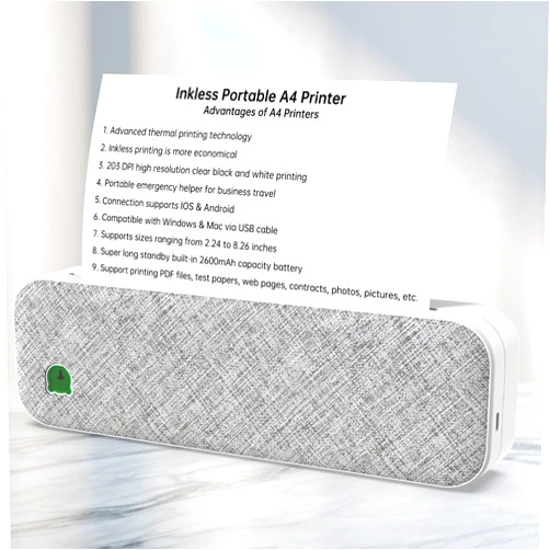 Ofeace Portable Printer Wireless for Travel, Bluetooth Thermal Printer, Support 8.5x11 & A4 Thermal Paper, Compatible with Android and iOS Phone & Laptop, Mobile Inkless Printer