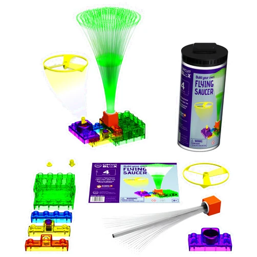 E-Blox: Circuit Blox: BYO Flying Saucer - 4 Blocks Projects - Color Changing LED, Motor & Fan, Build Your Own, DIY STEM Bricks Toy, Kids Ages 8+