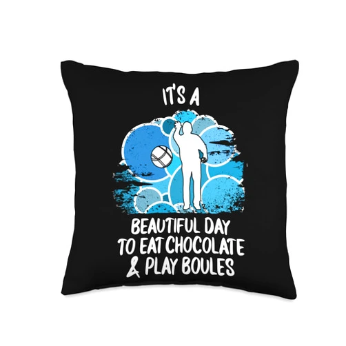 Boule Boccia Petanque Designs und Sprüche Boule Boulesports Boccia Petanque Player Botcha Chocolate Throw Pillow, 16x16, Multicolor