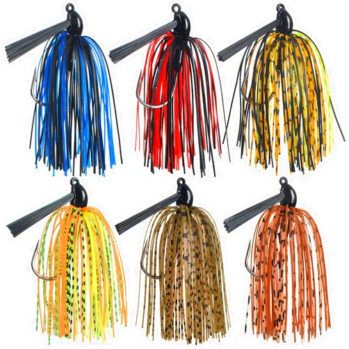 Jigreat Fishing Jig with Weed Guard 3/8 oz Silicone Skirt Fishing Lures for Bass Perch Multi-Color Pack of 6