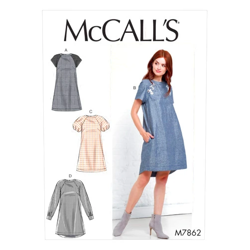 McCall's Patterns McCall's Women's Looe Fit Knee Length Dress, Sizes 14-22 Sewing Pattern, Plain