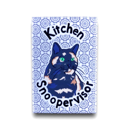 The Cloudy Corgi Cat Kitchen Snoopervisor Magnet, Handmade Pet Portrait Gift, Cartoon Cat Kitchen Decor, 2x3
