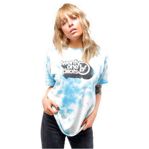 Twenty One Pilots T Shirt Vintage Block Holiday Band Logo Unisex Blue Dip Dye