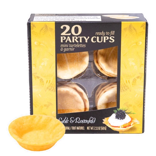 Sable & Rosenfeld Ready to Fill Party Cups, Mini Pie Shells 2.10 oz (Pack of 1), 20 Pastry Cups, Sweet or Savory Tartes for Appetizers & Quiche Crusts