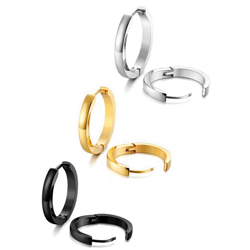 Jstyle Hypoallergenic Small Hoop Earrings for Men Women 316L Surgical Stainless Steel Gold/Silver/Black Hoop Earrings for Sensitive Ears Mens Hoop Huggie Earrings Ear Piercing Jewelry Set 12/16/20mm