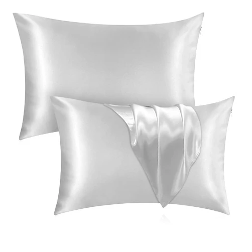 Veaken Silk Pillowcase for Hair and Skin, 2 Pack 100% Mulberry Silk Pillowcase 25 Momme, 600 Thread Count, Both Side Pure Silk Pillow Cover with Hidden Zipper (Gray, Standard 20''×26'')