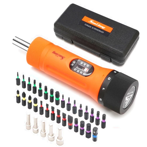 SanLiang 36Pcs Torque Screwdriver Wrench Driver Set 10-70 Inch Pounds lbs with 29 S2 Bits，5 Drive Sockets ，1/4