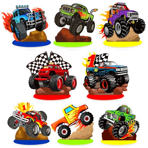 Namalu 16 Pcs Monster Truck Table Decorations Truck Themed Centerpiece for Birthday Party Monster Jam Tables Decorations Blaze Wheels Table Ornaments for Baby Shower Birthday Supplies DIY Decor(Truck)