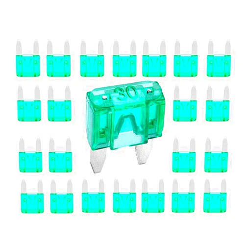 Kodobo 100 Pack Auto Fuses 30 AMP APM/ATM 32V Mini Blade Style Fuses 30A Short Circuit Protection Car Fuse - 100Pack