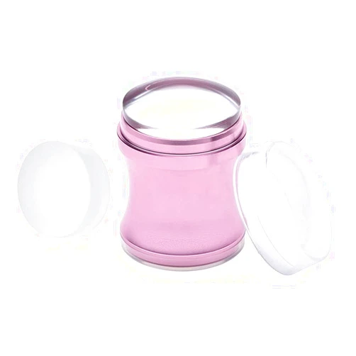 Queen Jaja Large Nail Stamper for DIY French Tip Manicures and Nail Art | Includes 2 Replaceable Silicon Heads | Pink Transparent Base | Queen Jaja