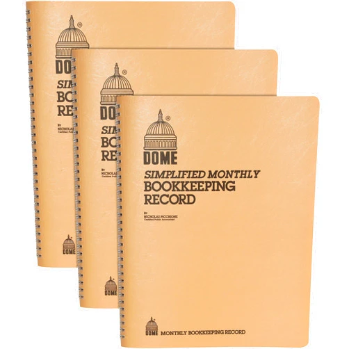 DomeSkin Dome 612BD Bookkeeping Record Books,Monthly,Undated,9-Inch x11-Inch,3/BD,Beige