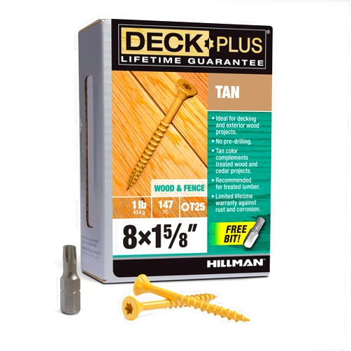 Hillman Deck Plus 48411 Wood Screws #8 x 1-5/8