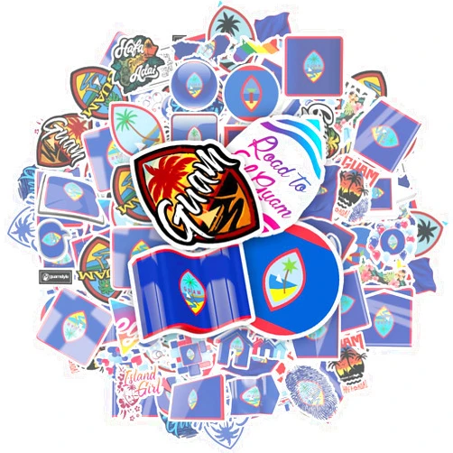 AHSTICK 50 Pcs Guam Island Stickers Pack Sheet Travel Sticker Vinyl Waterproof Decal Car Phone case Laptop Water Bottles Luggage Decals Men Women Family Kids Gifts