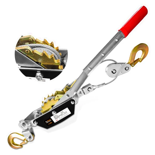 FITHOIST Come Along Winch 2T,Pulling Capacity 12 FT Steel Cable 2 Hooks,Heavy Duty Come Along Tool with Dual Gears,Heavy Duty Hoist Cable Puller for Vehicle Rescue