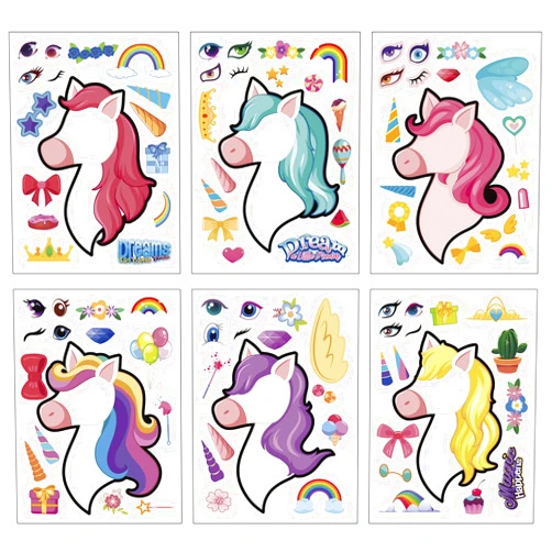 Trazzo 36 Sheets Valentine Gift for Kids Unicorn Kids Stickers Make-a-face Stickers Make Your Own Sticker Sheets for Toddlers Gifts Kids Party Favor Supplies Craft