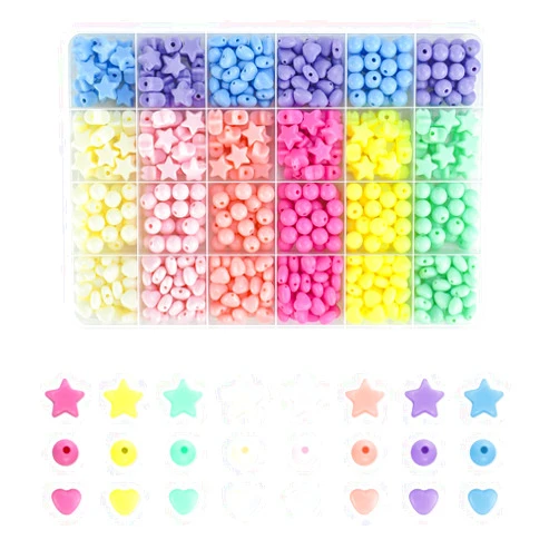 Yuntop 700 PCS Acrylic Star Round Heart Shaped Beads for Bracelets Jewelry Making Necklaces DIY Crafts Hair Pony Bead Colorful Assorted Pastel Beads Rainbow Spacer Beads Cute Loose Beads Bulk(8 Candy Colors)