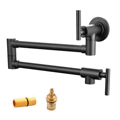 Havin Upside Down Design Pot Filler,Black Color,Wall Mount Pot Filler Faucet, Kitchen Folding Faucet,Coffee Machine Faucet with Stretchable Double Joint Swing Arms, Matte Black