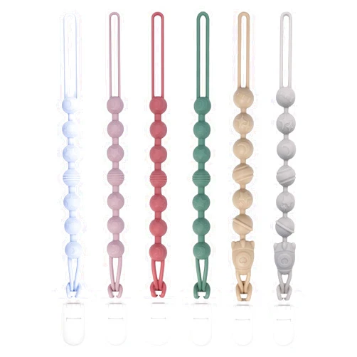 Babygoal Silicone Pacifier Clips 6 Pack, Pacifier Holder Clip for Baby Boy Girl Fits All Pacifier,Binky,Teething Toys and Teether-Neutral Color