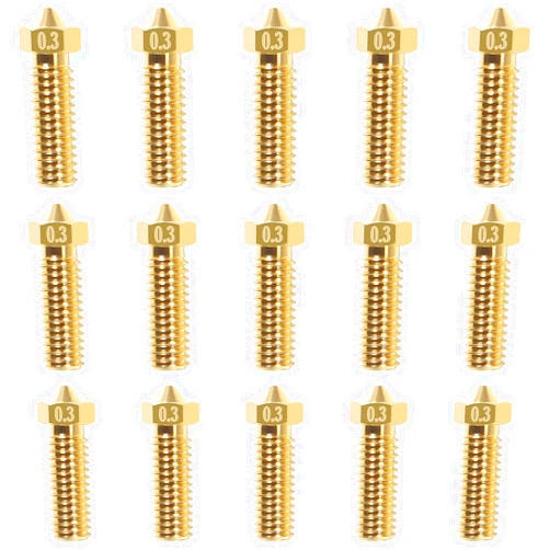 Coliao 15pcs 3D Printer Brass Volcano Nozzle M6 Thread Nozzles 0.3mm Extra Extruder Nozzles Volcano Hotend Nozzle for 3D V5 V6 1.75mm Filament 3D Printer Parts