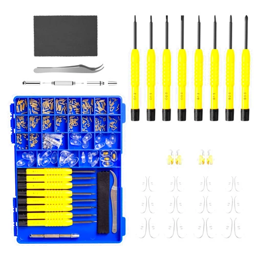 HQVOIC Magnetic Eyeglass Repair kit with Gold Screw, Upgraded All-in-One Eye Glass Repairing Kit Included Precision Screwdriver Sets, Nose Pads