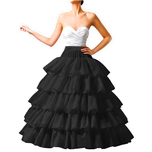 MeiLiMiYu Full Shape Hoop Skirt 5 Ruffles Layers Ball Gown Petticoat Underskirt Slip for Wedding Dress Adjustable Waist