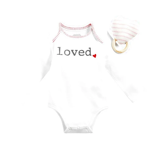 Mud Pie Baby Girls' Heart Knit Rattle and Loved Swaffle Gift Set