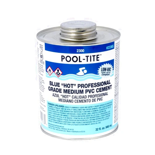 United Elchem 2336S PVC 2300 Series Pool-Tite Blue Hot Professional Grade Medium PVC Cement, 32 oz