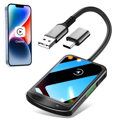 GYSOA Wireless CarPlay Adapter for iPhone, Plug & Play Bluetooth & 5.8GHz Converter, Upgrades Wired to Wireless CarPlay, Auto-Reconnect, Compatible with iPhone iOS 10+ & Cars with Factory CarPlay 2016+