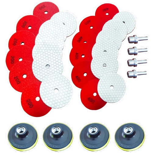 ANTENGDATOOL Dry Diamond Polishing Pads Grit 200 Plus Grit 400 for Removing Small Scrtches for Granite Marble Quartz Stones Tiles Concrete