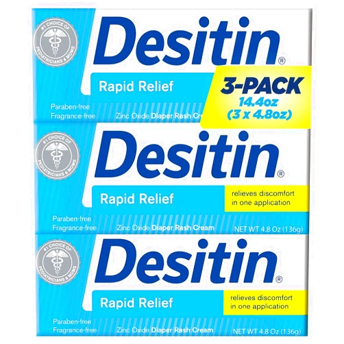 Desitin Rapid Relief Diaper Rash Cream, 4.8 Ounce, (Pack of 3)