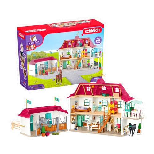 schleich HORSE CLUB — Lakeside Country House and Stable Horse Play Set, 192 Piece Detailed Doll House and Horse Toy Accessories for Girls and Boys Ages 5+