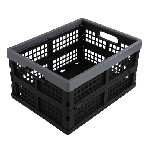 Anbers Black Plastic Storage Crate, 16 Liter Collapsible Storage Bin/Container, 13.5