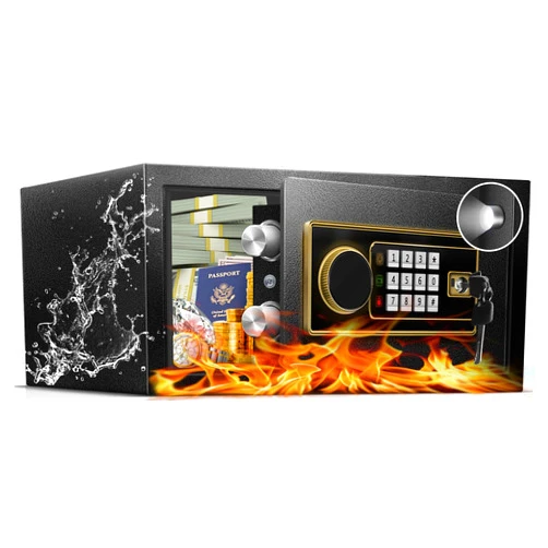 Fdsutvit 1.2 Cu Ft Fireproof Safe Box for Home - Steel Lock Box for Office & Home Security, Digital Electronic Keypad, Alarm System, Silent Mode, Safety Box for Documents Money Jewelry Laptop