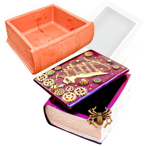 Wehous Resin Box Mold with Lid - Book Shape Storage Box Silicone Mold for Epoxy Resin Concrete 3D Candle Holder Jewelry Trinket Container Succulent Plant Pot DIY Art Casting Craft Home Decor