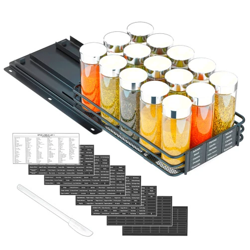 SpaceAid Pull Out Spice Rack Organizer for Cabinet, Heavy Duty Slide Out Seasoning Kitchen Organizer, Cabinet Organizer, with Labels and Chalk Marker, 6.5