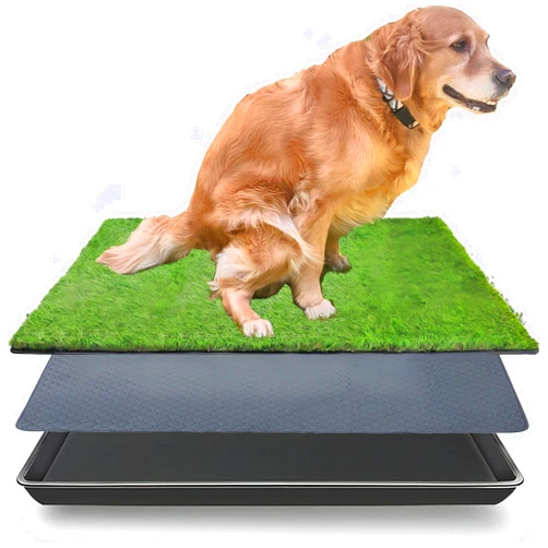 LOMANTOWN Dog Potty Tray Indoor Outdoor Washable Pee Training Pad for Dogs, 3 Layered System Dog Litter Box for Puppy Training with 3 Replacement Pad (30