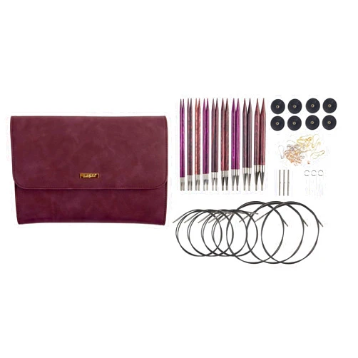 Knit Picks Options Wood Interchangeable Knitting Needle Set with Case and Stitch Markers (Royal Purple)