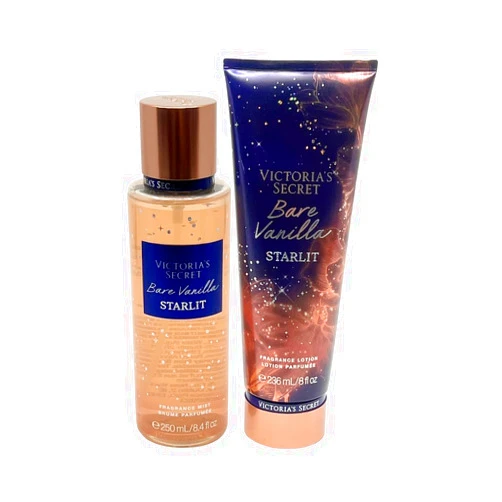 Victoria's Secret BARE VANILLA STARLIT Fragrance Mist & Lotion 2-piece bundle for Women – Full Size