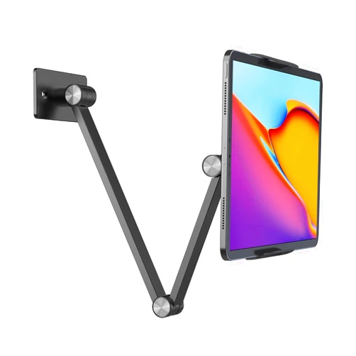 BEWISER Tablet Wall Mount Holder,360°Rotating Flexibly, Angle Adjustable, Folding Aluminium Alloy Compatible with4.7-12.9