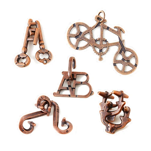 ScienSta Brain Teaser Puzzles,5 Pieces Metal Cast Puzzle Games Toys for Kids and Adults IQ Test,IQ Educational Box for Teens