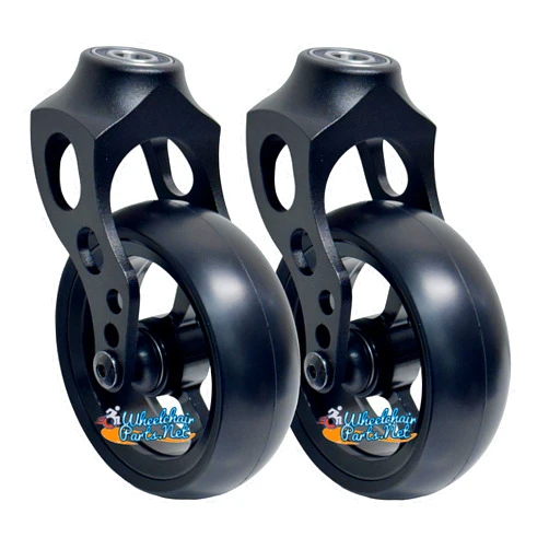 Wheelchairparts.Net Wheelchair Caster Fork Assembly with 5x1.40 Wheel (Black Rim/Black Fork)